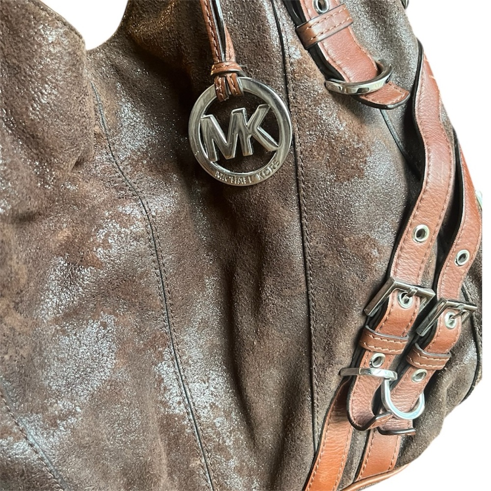 Michael Kors Brown Leather Distressed MILO Tote Bag | Vintage - Picture 2 of 10